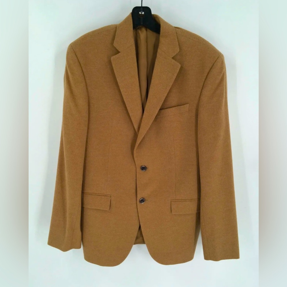 Saks Fifth Avenue 100% Pure Cashmere Camel Brown Blazer Sport Coat